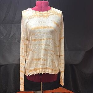 roan + ryan Tie-Dye Long Sleeve Sweater - Cream and Orange